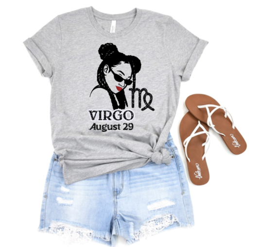 Virgo Diva with Birthdate (In Glitter)