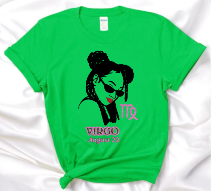 Virgo Diva with Birthdate (In Glitter)