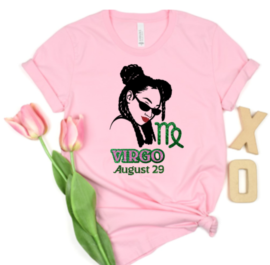 Virgo Diva with Birthdate (In Glitter)
