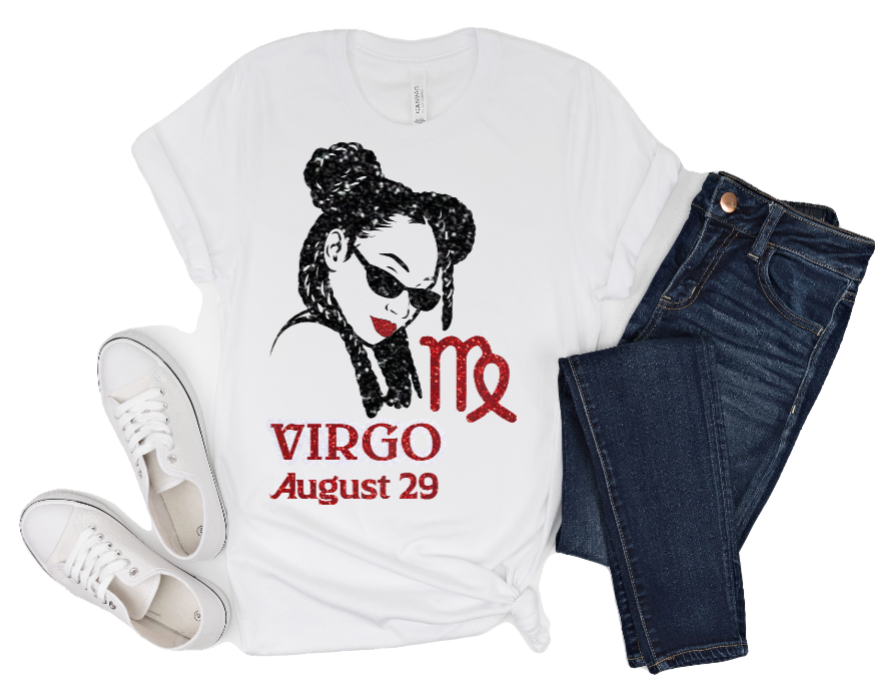 Virgo Diva with Birthdate (In Glitter)